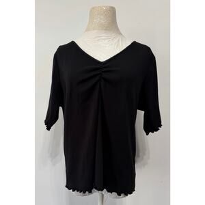 Old Navy womens ruched V-neck top with lettuce hem/sleeves sz 2X whimsigoth